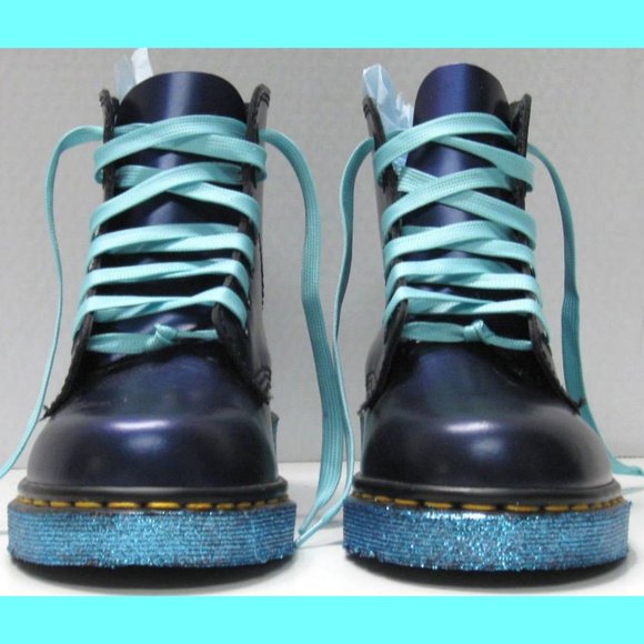 Size 6 US Women's Blue Doc Marten's Glitter Boots - Picture 8 of 11